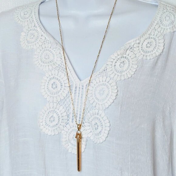 Stella & Dot Rebel Pendant Gold Tone Necklace Classic Retired 28" Plus 2" extend - Picture 2 of 4